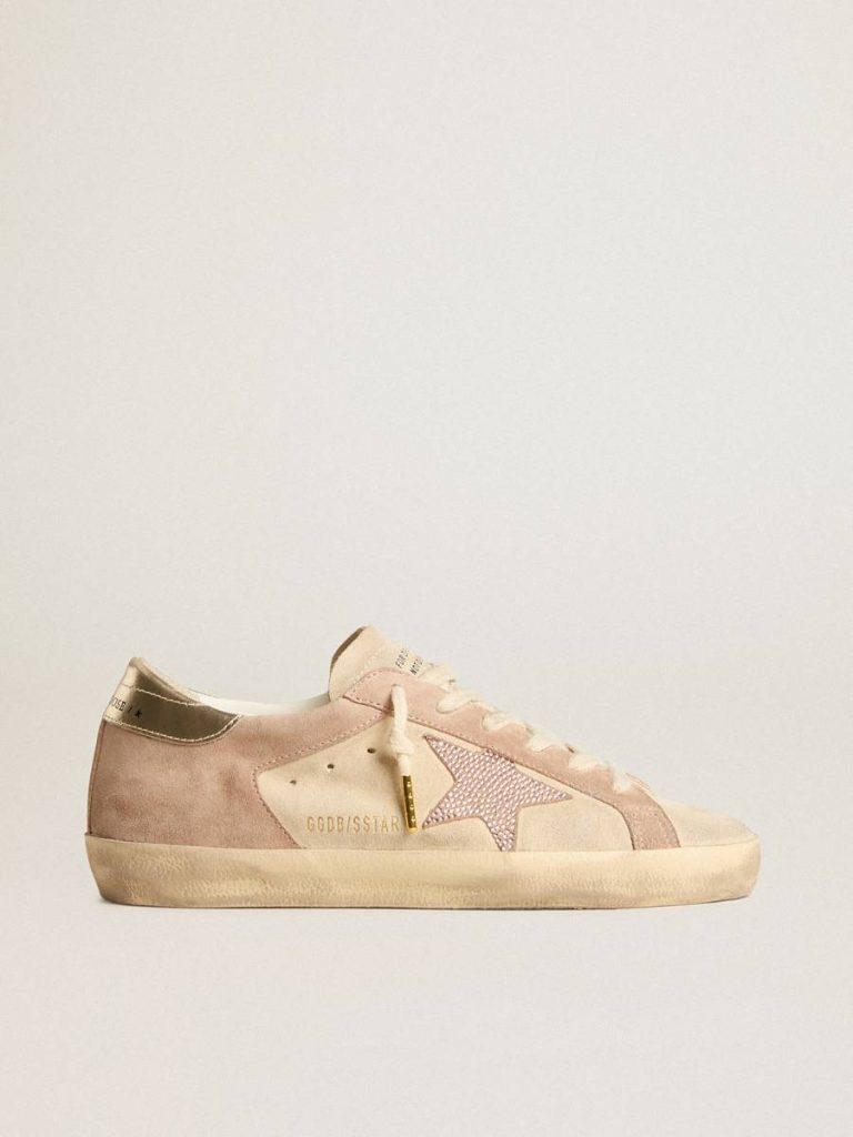 Golden Goose Women Super-Star Woman's Super-Star In Pale Pink Suede With Suede Star And Platinum Heel Tab - 1