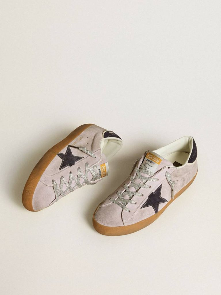 Golden Goose Women Super-Star Women’s Super-Star Ltd In Lilac Suede With Midnight Blue Suede Star And Heel Tab - 2