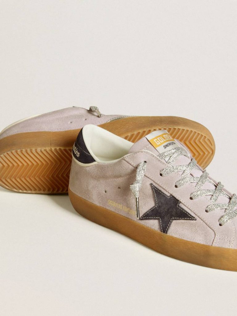 Golden Goose Women Super-Star Women’s Super-Star Ltd In Lilac Suede With Midnight Blue Suede Star And Heel Tab - 3