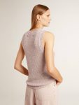 Golden Goose Women T-Shirts & Tops Pink Mesh Knit Top With Sequins And Contrasting Details - 4