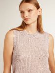 Golden Goose Women T-Shirts & Tops Pink Mesh Knit Top With Sequins And Contrasting Details - 5