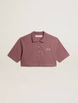 Golden Goose Women Taupe Pink T-Shirts & Tops Taupe Pink-Colored Cotton Piquet Cropped Polo Shirt - 1
