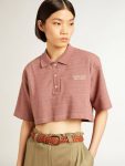 Golden Goose Women Taupe Pink T-Shirts & Tops Taupe Pink-Colored Cotton Piquet Cropped Polo Shirt - 2