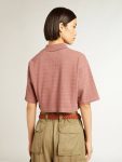 Golden Goose Women Taupe Pink T-Shirts & Tops Taupe Pink-Colored Cotton Piquet Cropped Polo Shirt - 4