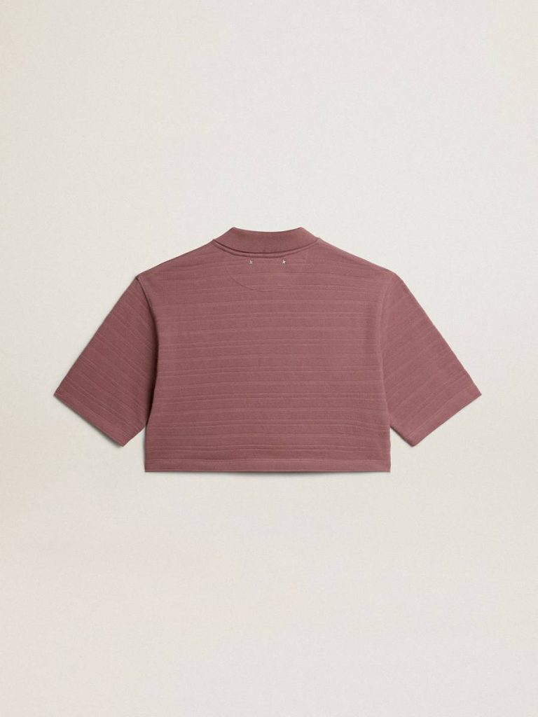 Golden Goose Women Taupe Pink T-Shirts & Tops Taupe Pink-Colored Cotton Piquet Cropped Polo Shirt - 5