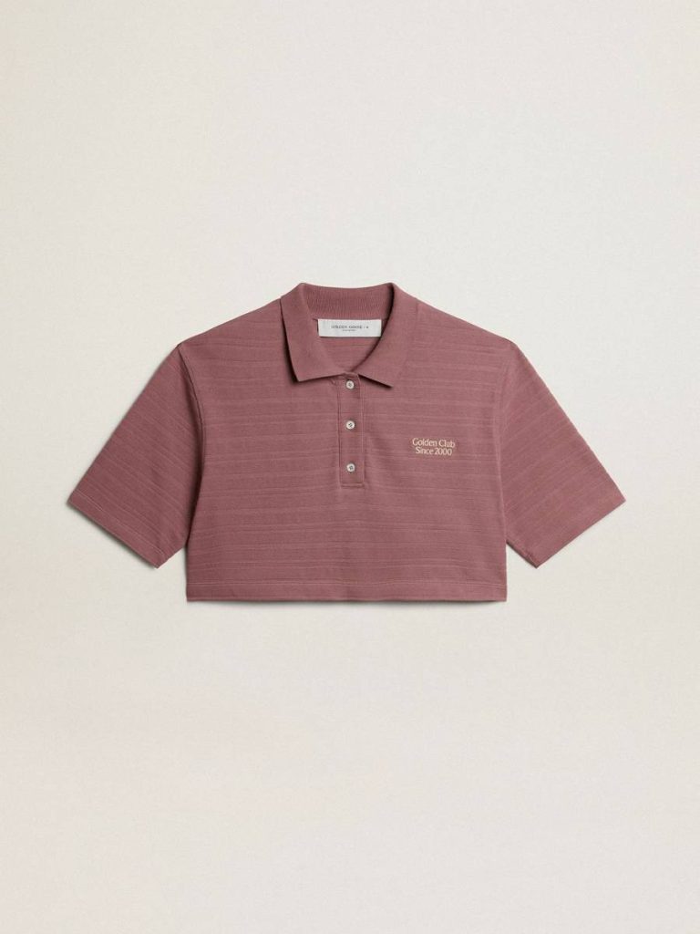 Golden Goose Women Taupe Pink T-Shirts & Tops Taupe Pink-Colored Cotton Piquet Cropped Polo Shirt - 1