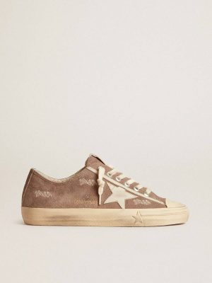 Golden Goose Women V-Star Women's V-Star In Dove-Gray Suede With Light Gray Leather Star - 1