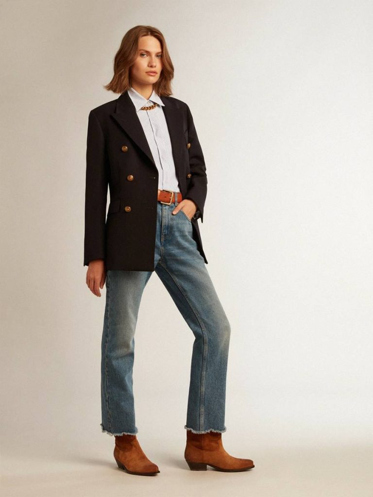 Golden Goose Women White And Light Blue Shirts Women's Shirt With Narrow Stripes - 3