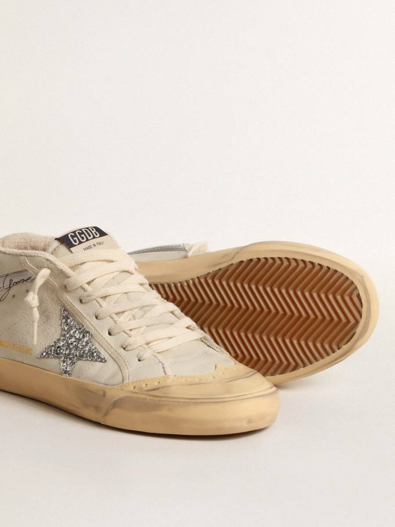 Golden Goose Women White Mid Star Mid Star Ltd With Glitter Star And Metallic Leather Flash - 3