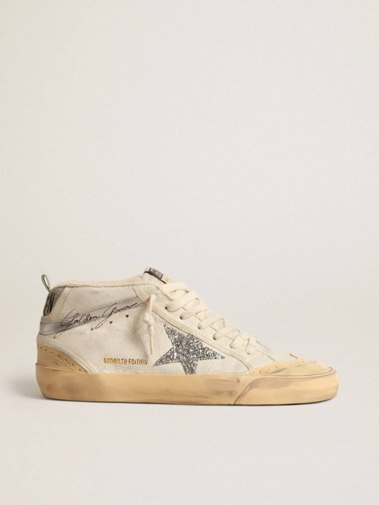 Golden Goose Women White Mid Star Mid Star Ltd With Glitter Star And Metallic Leather Flash - 1