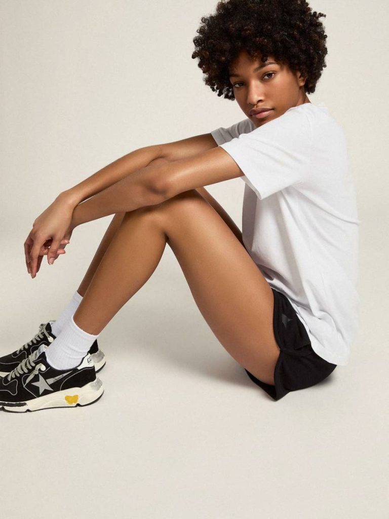 Golden Goose Women White Women's White T-Shirt With Silver Glitter Star On The Front T-Shirts & Tops - 3