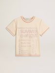 Golden Goose Women Women's Cream T-Shirt With Faded Red Accents T-Shirts & Tops Cream - 1