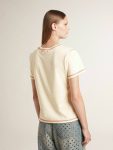 Golden Goose Women Women's Cream T-Shirt With Faded Red Accents T-Shirts & Tops Cream - 4