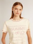Golden Goose Women Women's Cream T-Shirt With Faded Red Accents T-Shirts & Tops Cream - 5