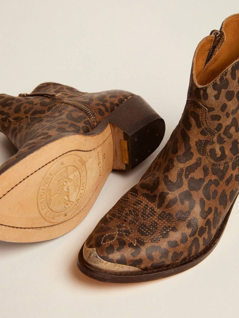 Golden Goose Women Women's Leather Ankle Boots With Leopard Print Boots - 3