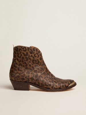 Golden Goose Women Women's Leather Ankle Boots With Leopard Print Boots - 1