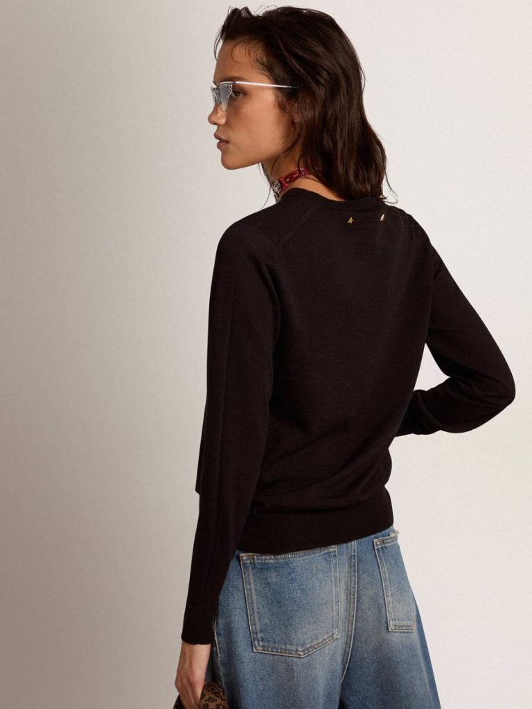 Golden Goose Women Women's Round-Neck Sweater In Black Wool Knitwear Black - 4