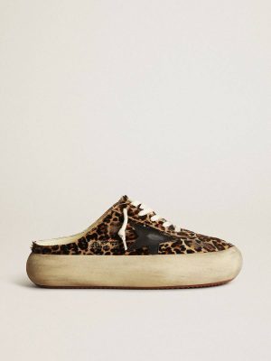 Golden Goose Women Women's Space-Star Sabot In Leopard Print Pony Skin With Black Star Space-Star - 1