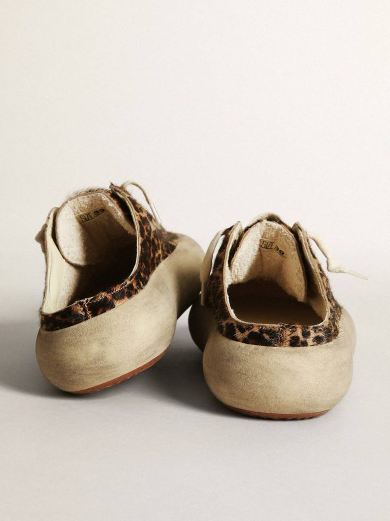 Golden Goose Women Women's Space-Star Sabot In Leopard Print Pony Skin With Black Star Space-Star - 5