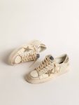 Golden Goose Women Women’s Stardan In Ecru Nappa Leather With Gold Glitter Star And Heel Tab Stardan - 2