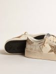 Golden Goose Women Women’s Stardan In Ecru Nappa Leather With Gold Glitter Star And Heel Tab Stardan - 4