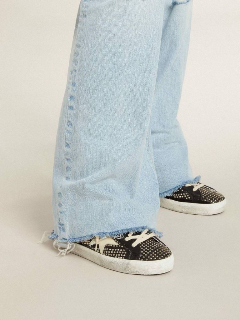 Golden Goose Women Women’s Super-Star In Studded Black Nappa With White Leather Star Super-Star - 3
