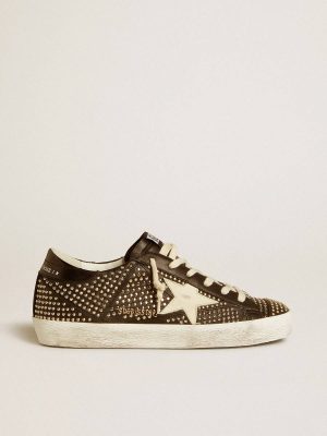 Golden Goose Women Women’s Super-Star In Studded Black Nappa With White Leather Star Super-Star - 1