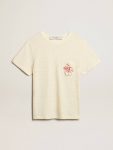 Golden Goose Women’s Cotton T-Shirt In Aged White With Embroidered Pocket Aged White T-Shirts & Tops Women - 1