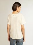 Golden Goose Women’s Cotton T-Shirt In Aged White With Embroidered Pocket Aged White T-Shirts & Tops Women - 4