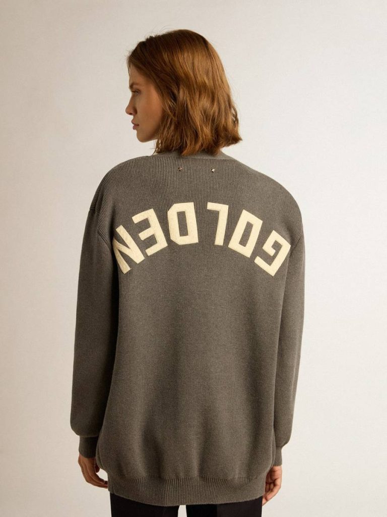 Golden Goose Women's Mélange Gray Cotton Cardigan With Logo On The Back Dark Gray Melange Knitwear Women - 4
