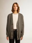 Golden Goose Women's Mélange Gray Cotton Cardigan With Logo On The Back Dark Gray Melange Knitwear Women - 5