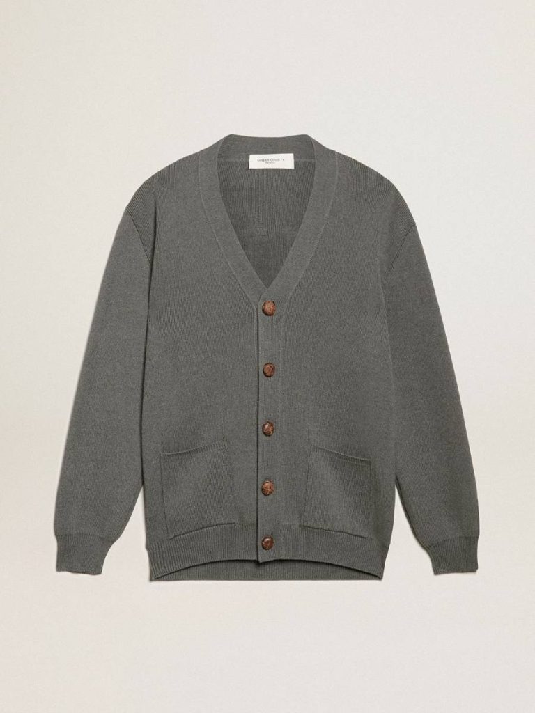 Golden Goose Women's Mélange Gray Cotton Cardigan With Logo On The Back Dark Gray Melange Knitwear Women - 1