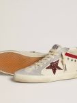 Golden Goose Women’s Mid Star In Leather With Glitter Star And Red Nubuck Flash Women Mid Star - 3