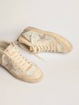 Golden Goose Women's Mid Star With Star In Light Gray Suede And Gold Flash White And Ivory Mid Star Women - 2