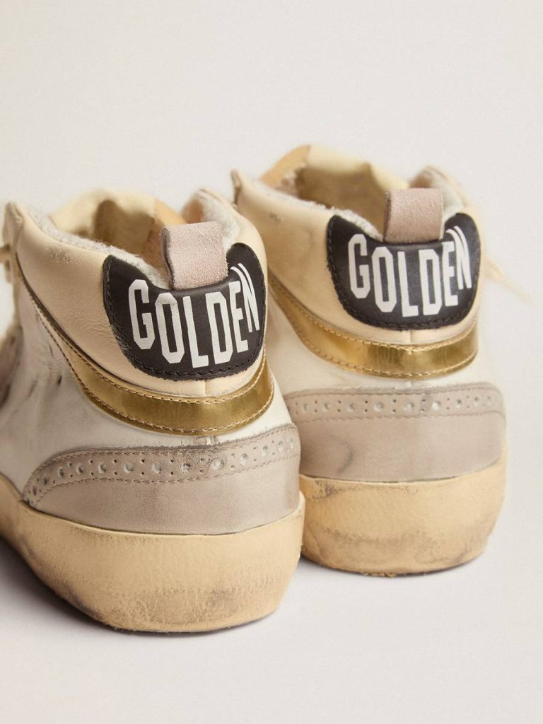 Golden Goose Women's Mid Star With Star In Light Gray Suede And Gold Flash White And Ivory Mid Star Women - 5