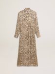Golden Goose Women's Silk-Blend Midi Dress With A Floral Print Women Dresses & Jumpsuits Beige And Black - 1