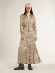 Golden Goose Women's Silk-Blend Midi Dress With A Floral Print Women Dresses & Jumpsuits Beige And Black - 2