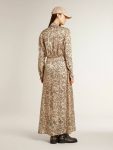 Golden Goose Women's Silk-Blend Midi Dress With A Floral Print Women Dresses & Jumpsuits Beige And Black - 4