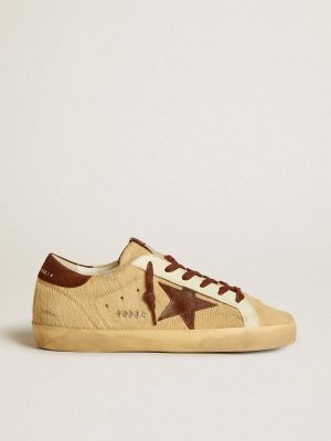 Golden Goose Women’s Super-Star In Beige Pony Skin With Brown Suede Star And Heel Tab Women Super-Star - 1