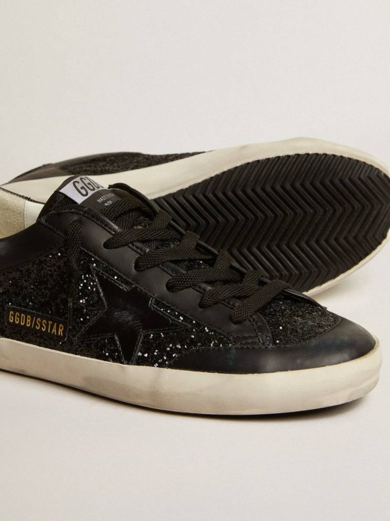 Golden Goose Women's Super-Star In Black Nappa And Glitter With Glossy Black Leather Star Super-Star Women - 3