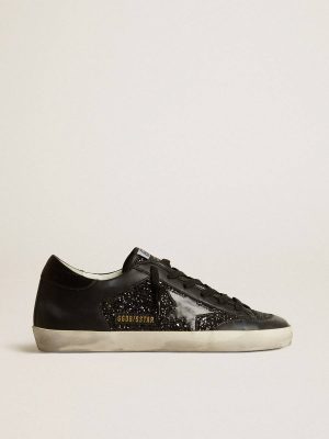 Golden Goose Women's Super-Star In Black Nappa And Glitter With Glossy Black Leather Star Super-Star Women - 1