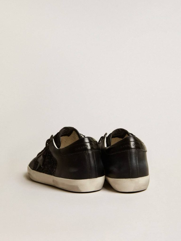 Golden Goose Women's Super-Star In Black Nappa And Glitter With Glossy Black Leather Star Super-Star Women - 4
