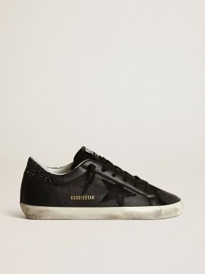 Golden Goose Women's Super-Star In Black Nappa With Black Star And Glitter Heel Tab Super-Star Women - 1