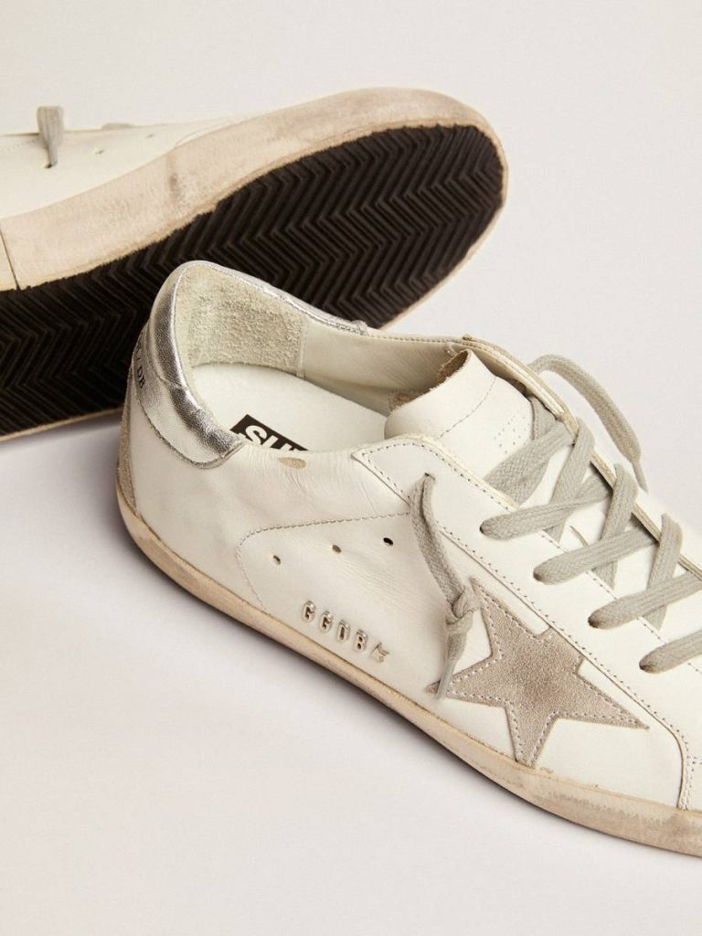 Golden Goose Women's Super-Star With Silver Heel Tab And Metal Stud Lettering Super-Star Women - 3