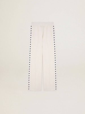 Golden Goose Women’s White Joggers With Stars On The Sides Women Jeans & Pants Papyrus White - 1