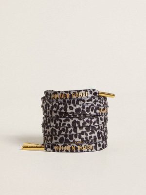 Gray And Black Animal Print Golden Goose Gray And Black Animal-Print Laces With Contrasting Gold Logo Women Laces - 1