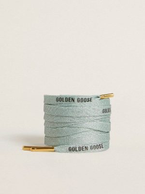 Gray Lurex Laces With Contrasting Black Logo Golden Goose Laces Gray Women - 1