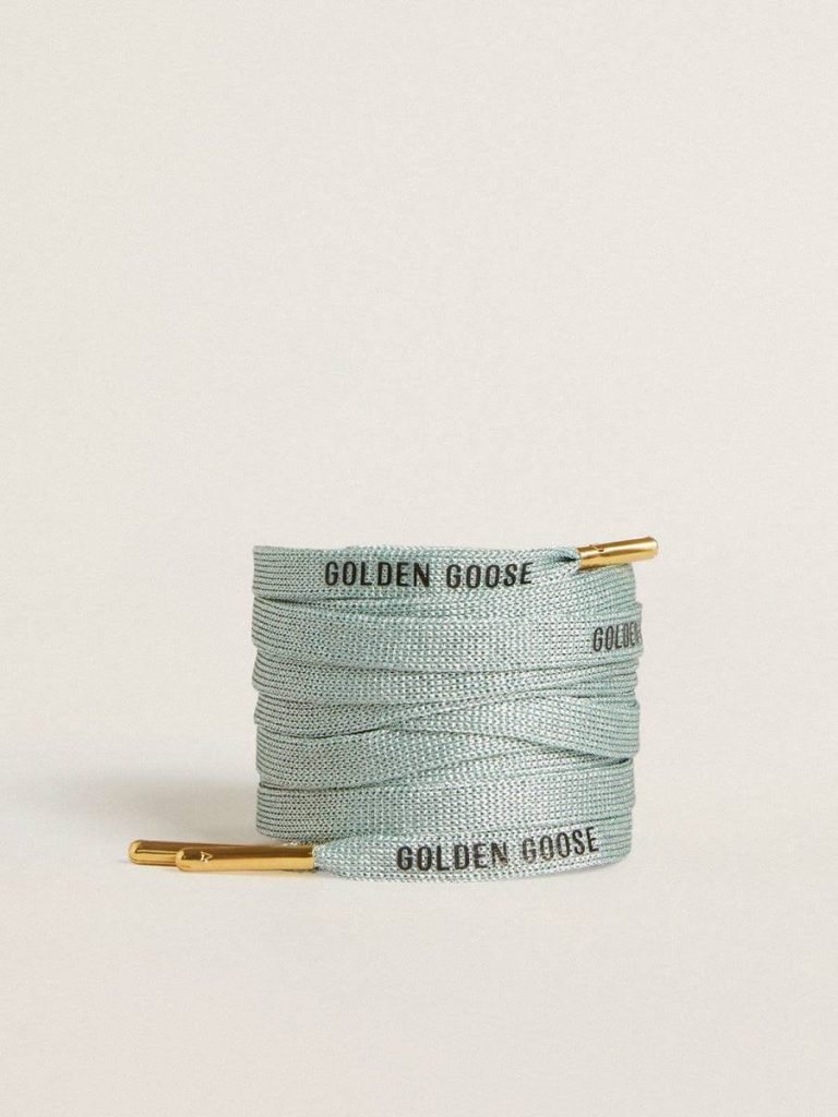 Gray Lurex Laces With Contrasting Black Logo Golden Goose Laces Gray Women - 1