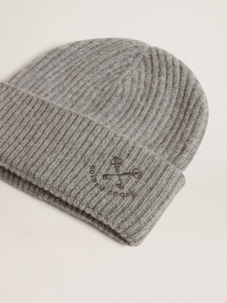Gray Ribbed Wool Beanie Hats Gray Melange Golden Goose Women - 2