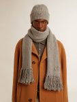 Gray Ribbed Wool Beanie Hats Gray Melange Golden Goose Women - 3